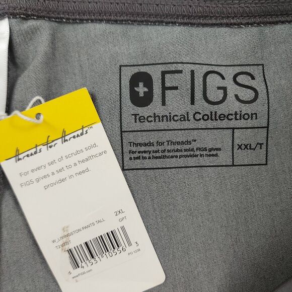 Figs Livingston Scrub Pants Womens XXL/T Gray Relaxed Drawstring High Rise - Picture 10 of 10